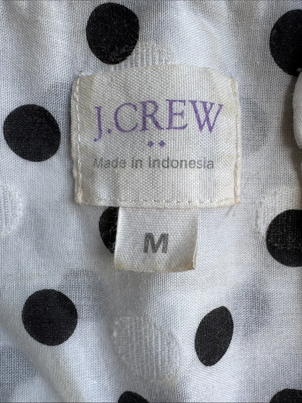 J. Crew White Button-Front Shirt with Black Polka Dots